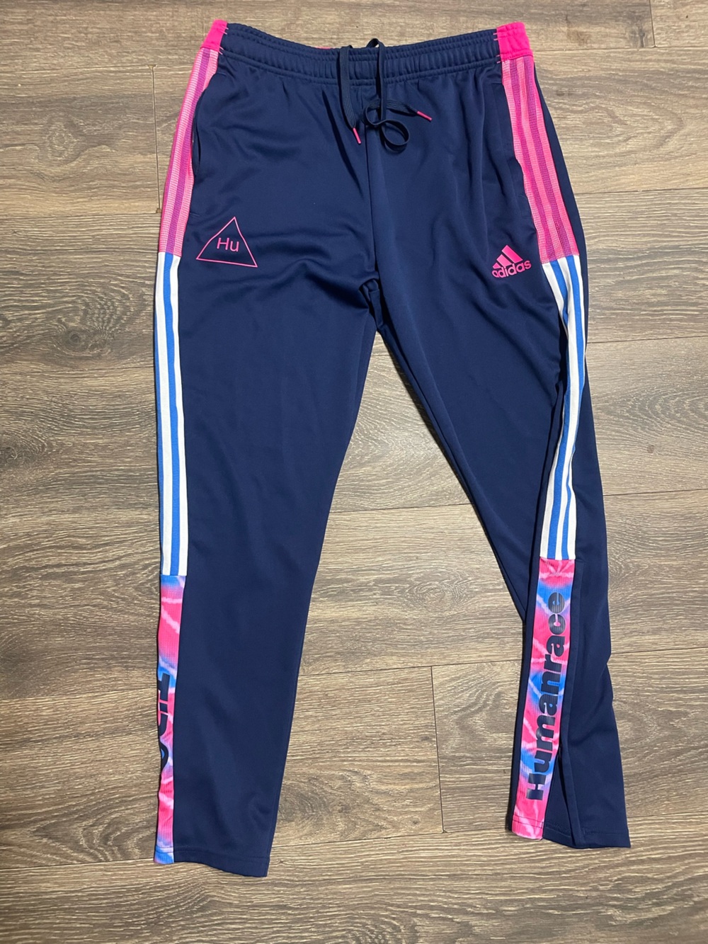 adidas Men's Human Race Tiro Track Pants Navy Pink prime green aero ready L bott
